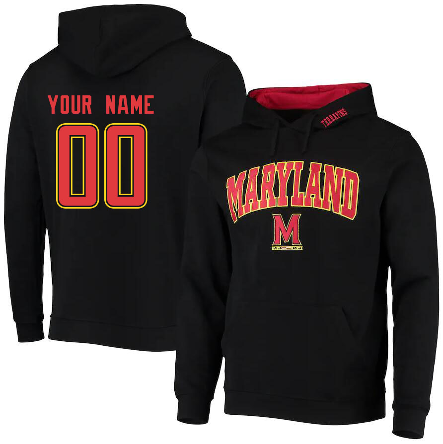 Custom Maryland Terrapins Name And Number College Hoodie-Black - Click Image to Close